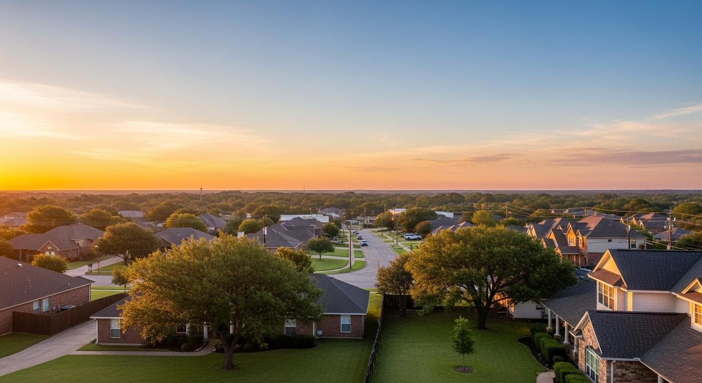 Murphy, Texas residential neighborhood at sunset