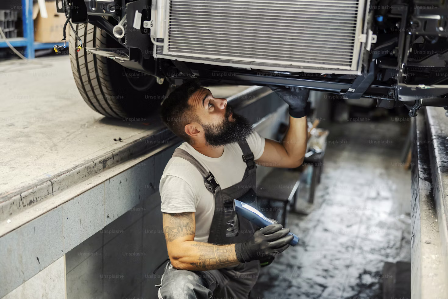 Vehicle HVAC and air conditioning system close up